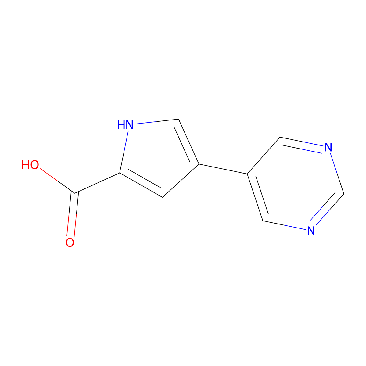 4-(Pyrimidin-5-yl)-1H-pyrrole-2-carboxylic acid molecular structure, CAS 1240618-62-5