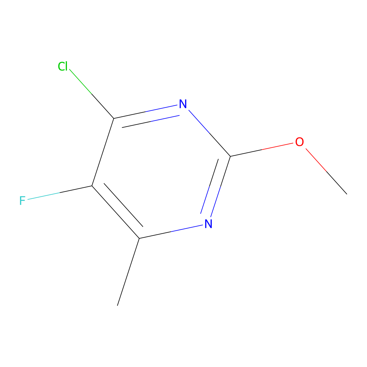 4-Chloro-5-fluoro-2-methoxy-6-methylpyrimidine molecular structure, CAS 1240619-26-4