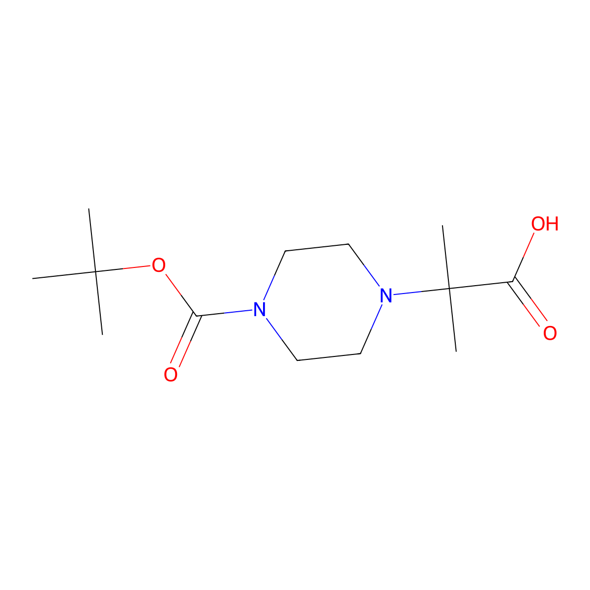 2-{4-[(Tert-butoxy)carbonyl]piperazin-1-yl}-2-methylpropanoic acid molecular structure, CAS 1240619-73-1