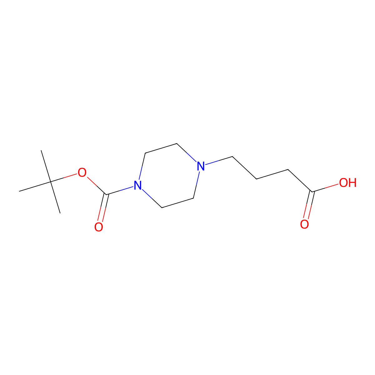 4-(4-((Tert-butoxy)carbonyl)piperazin-1-yl)butanoic acid molecular structure, CAS 1240619-81-1