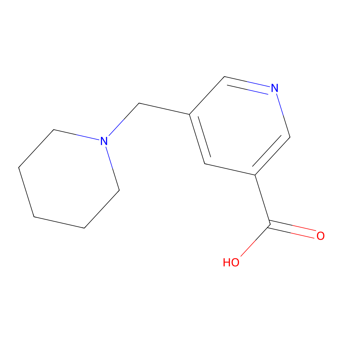 5-[(Piperidin-1-yl)methyl]pyridine-3-carboxylic acid molecular structure, CAS 1240620-09-0