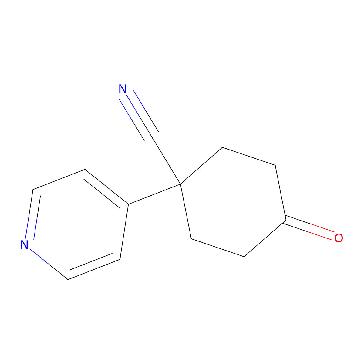 4-Oxo-1-(4-pyridinyl)cyclohexanecarbonitrile molecular structure, CAS 1240620-56-7
