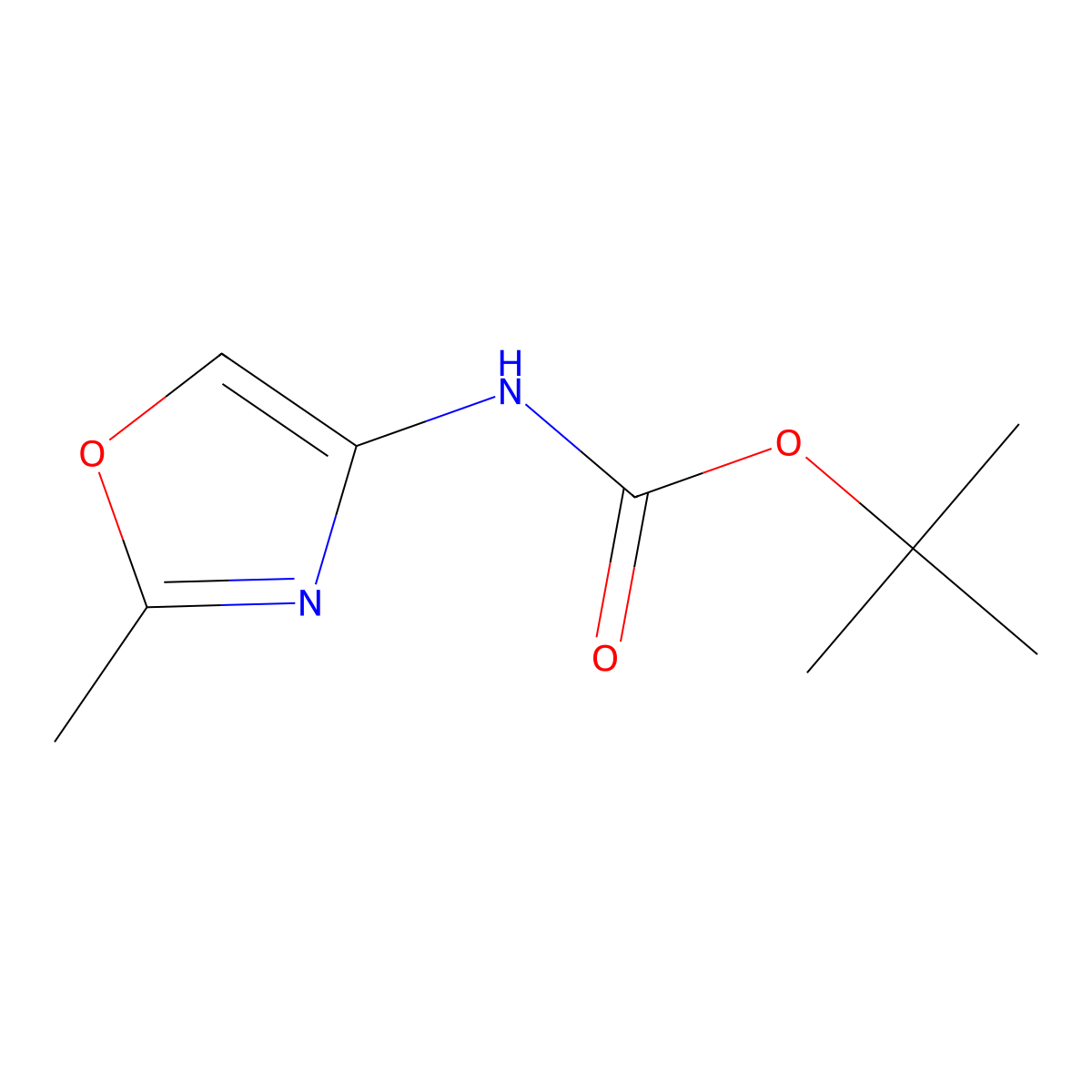 tert-butyl N-(2-methyl-1,3-oxazol-4-yl)carbamate molecular structure, CAS 1240621-19-5