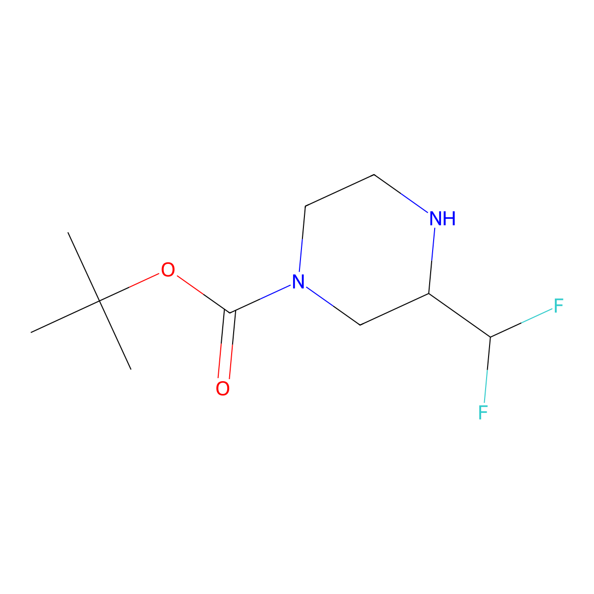 Tert-butyl 3-(difluoromethyl)piperazine-1-carboxylate molecular structure, CAS 1240621-52-6