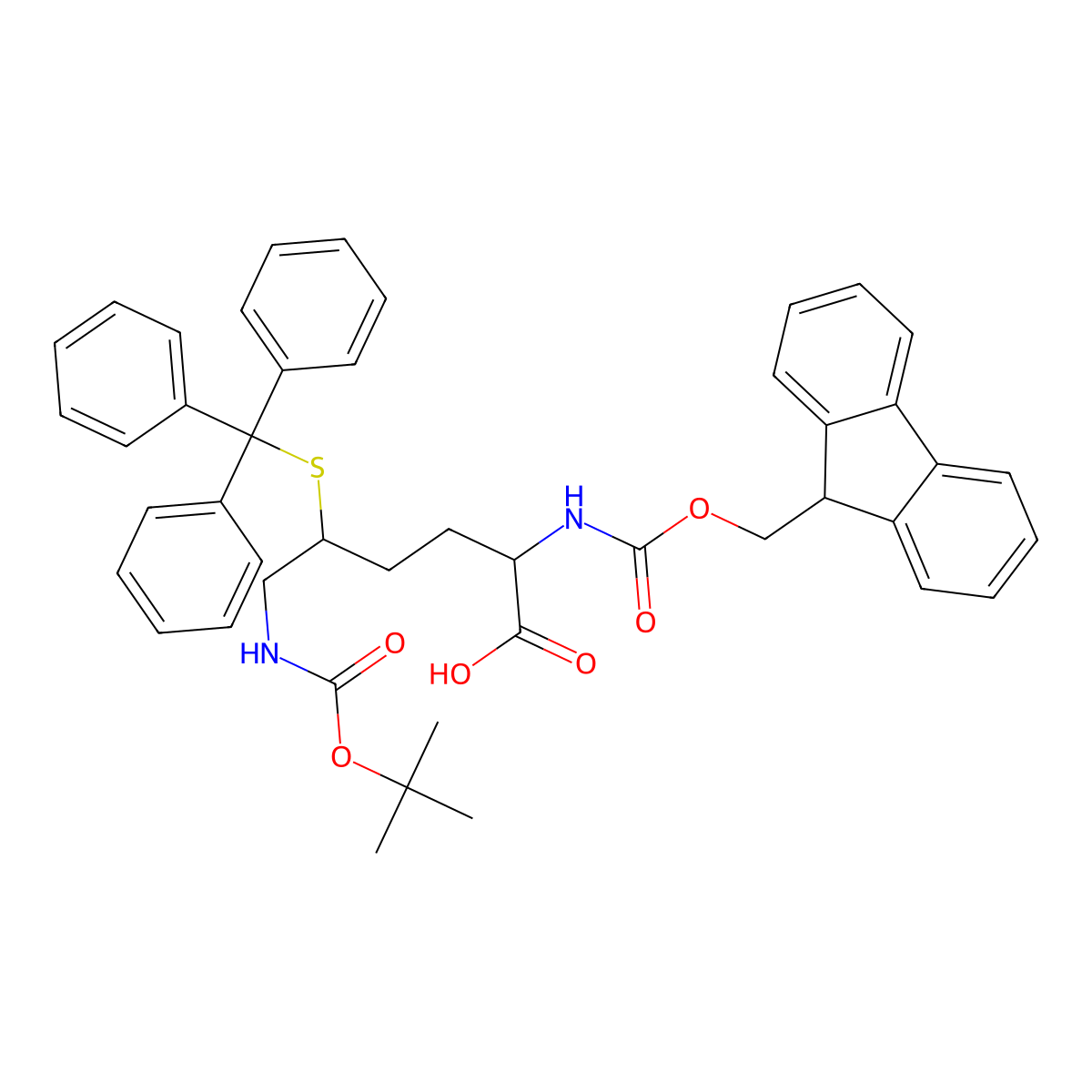 Fmoc-L-Lys(5-STrt, Boc)-OH molecular structure, CAS 1240666-29-8