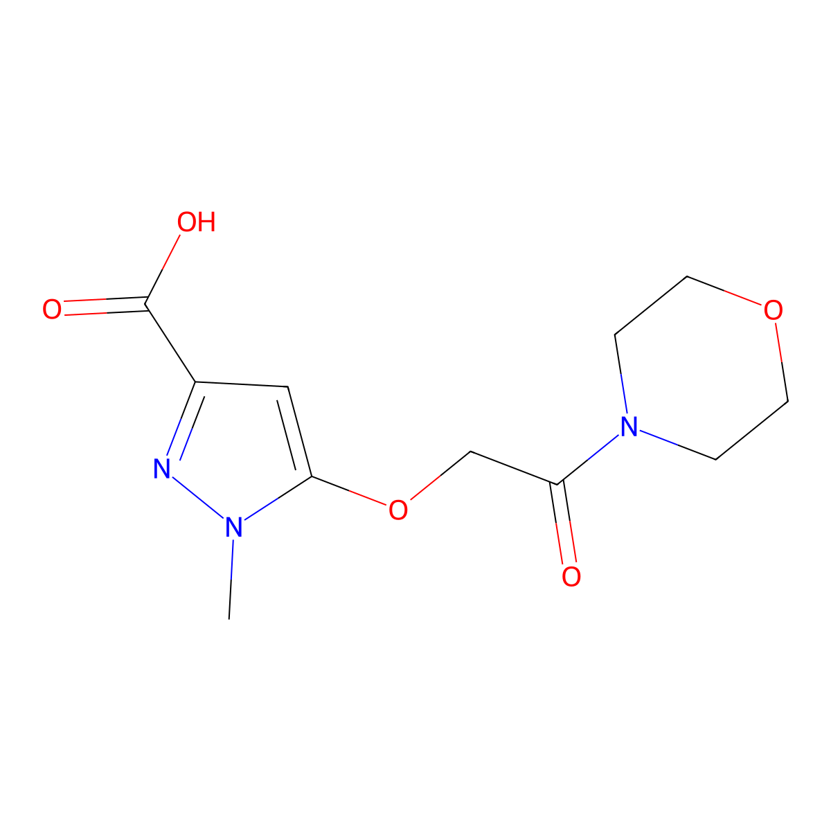 1-Methyl-5-(2-morpholino-2-oxoethoxy)-1H-pyrazole-3-carboxylic acid molecular structure, CAS 1240675-73-3