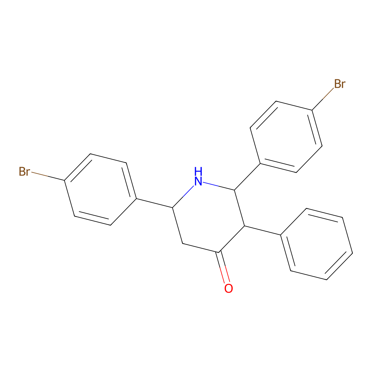2,6-Bis(4-bromophenyl)-3-phenylpiperidin-4-one molecular structure, CAS 124069-07-4