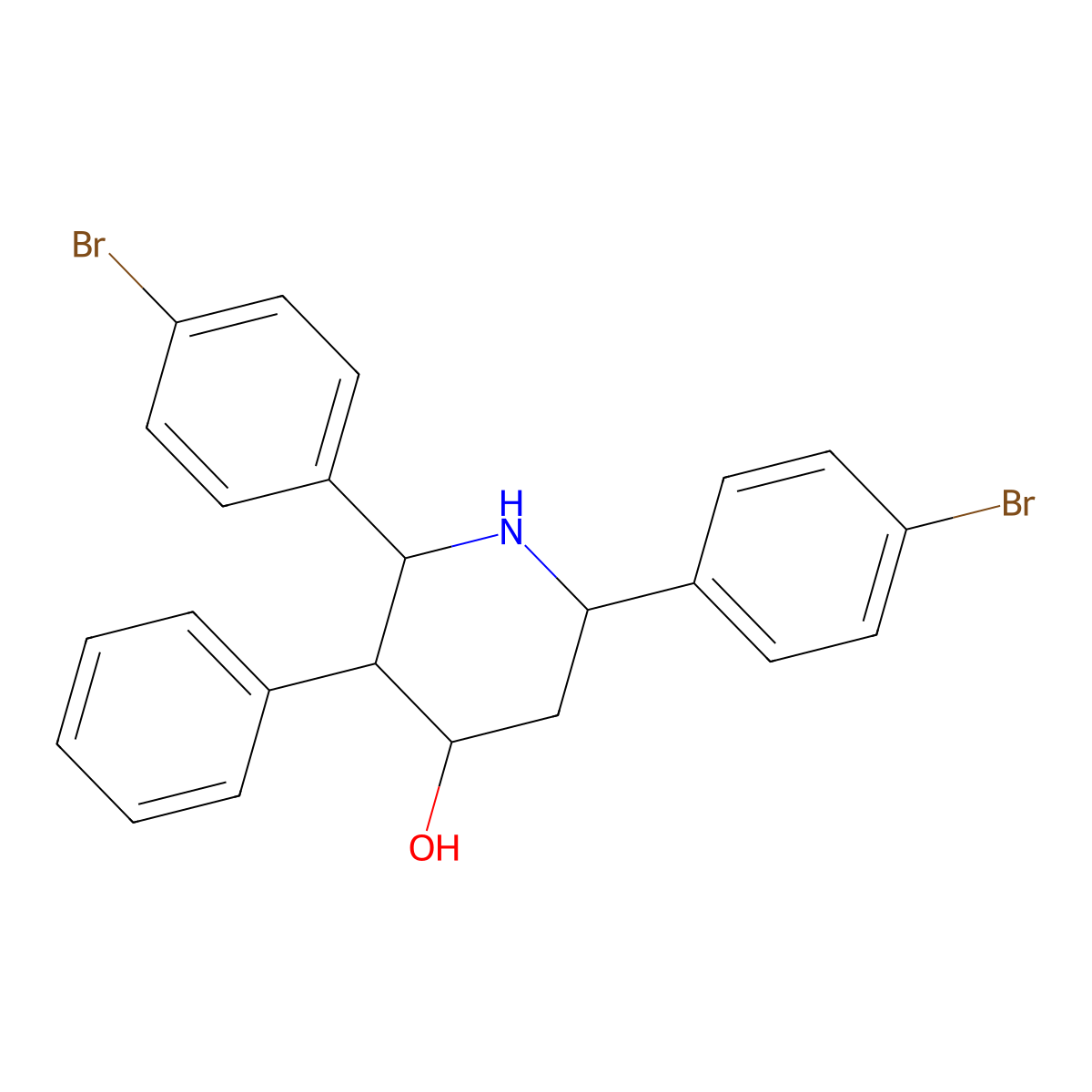 2,6-Bis(4-bromophenyl)-3-phenylpiperidin-4-ol molecular structure, CAS 124069-11-0