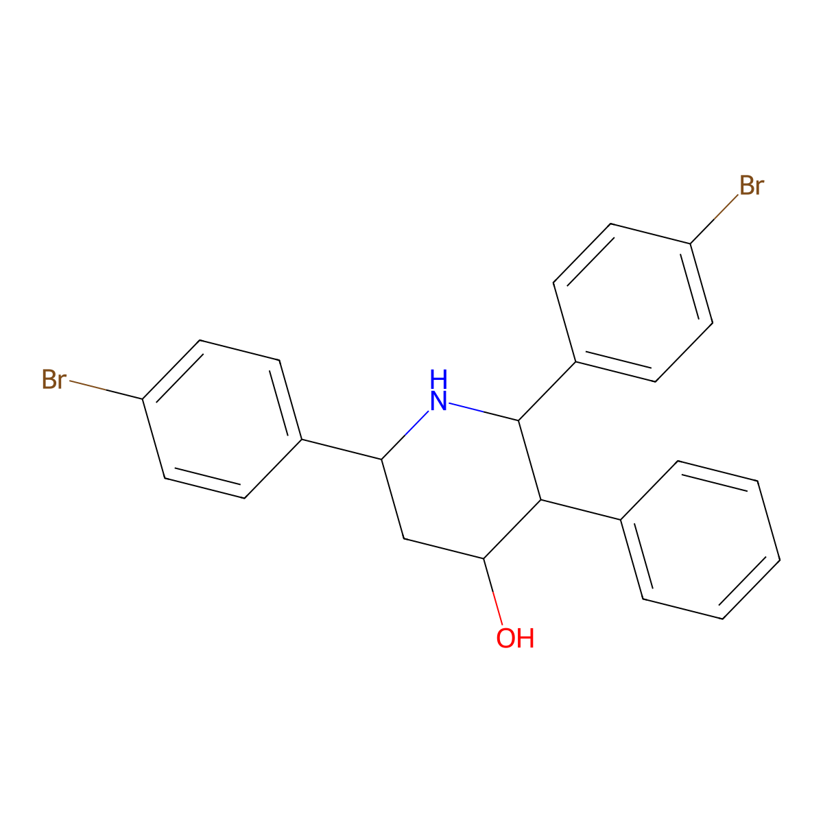 2,6-Bis(4-bromophenyl)-3-phenylpiperidin-4-ol molecular structure, CAS 124069-11-0