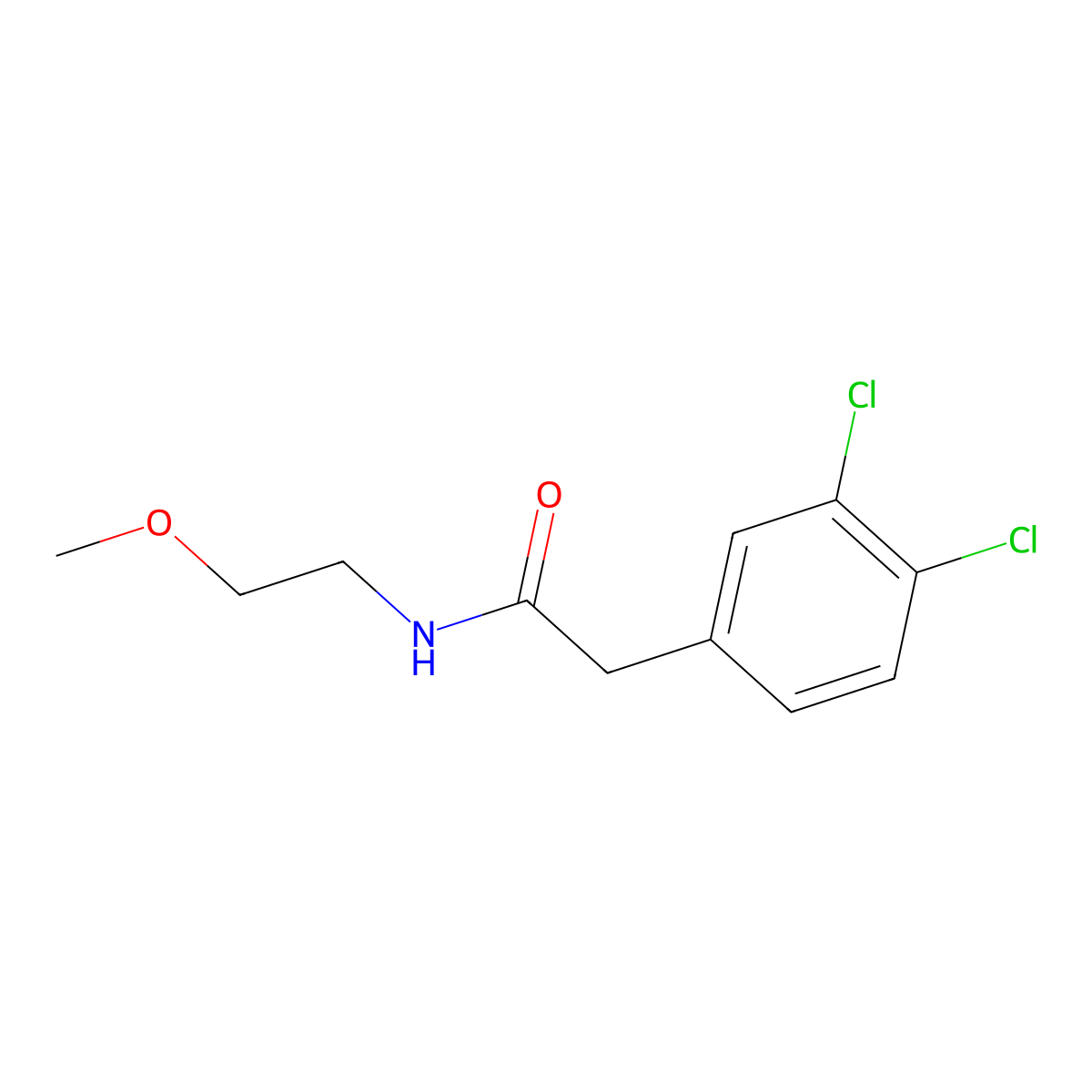 2-(3,4-dichlorophenyl)-N-(2-methoxyethyl)acetamide molecular structure, CAS 1240699-42-6