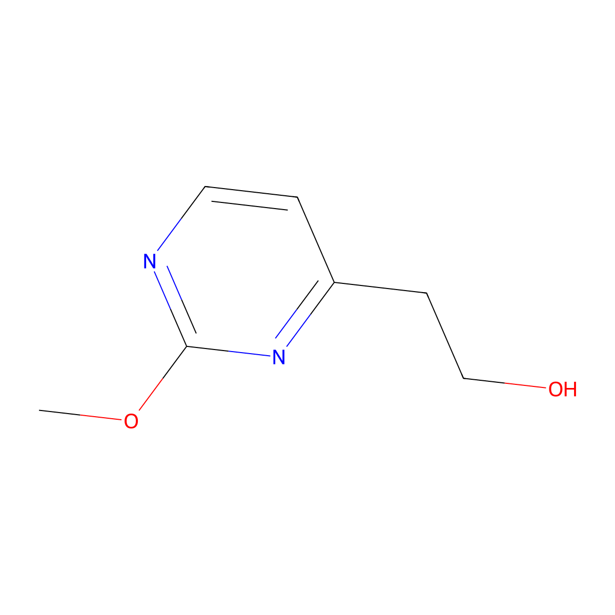 2-(2-Methoxypyrimidin-4-yl)ethan-1-ol molecular structure, CAS 1240725-45-4