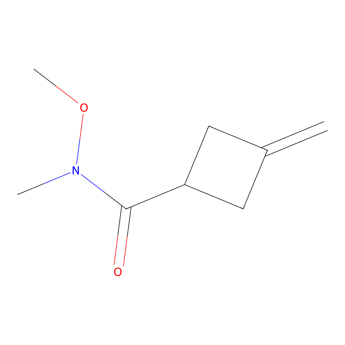N-methoxy-N-methyl-3-methylidenecyclobutane-1-carboxamide molecular structure, CAS 1240725-56-7