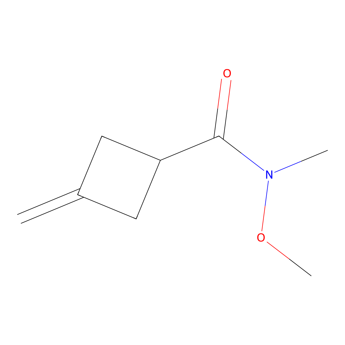 N-methoxy-N-methyl-3-methylidenecyclobutane-1-carboxamide molecular structure, CAS 1240725-56-7