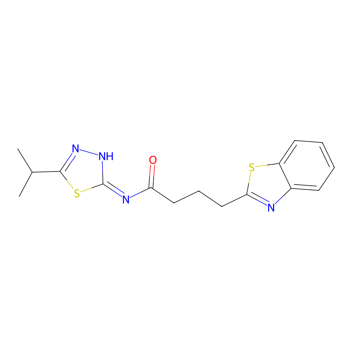 4-(1,3-benzothiazol-2-yl)-N-[5-(propan-2-yl)-1,3,4-thiadiazol-2-yl]butanamide molecular structure, CAS 1240749-24-9