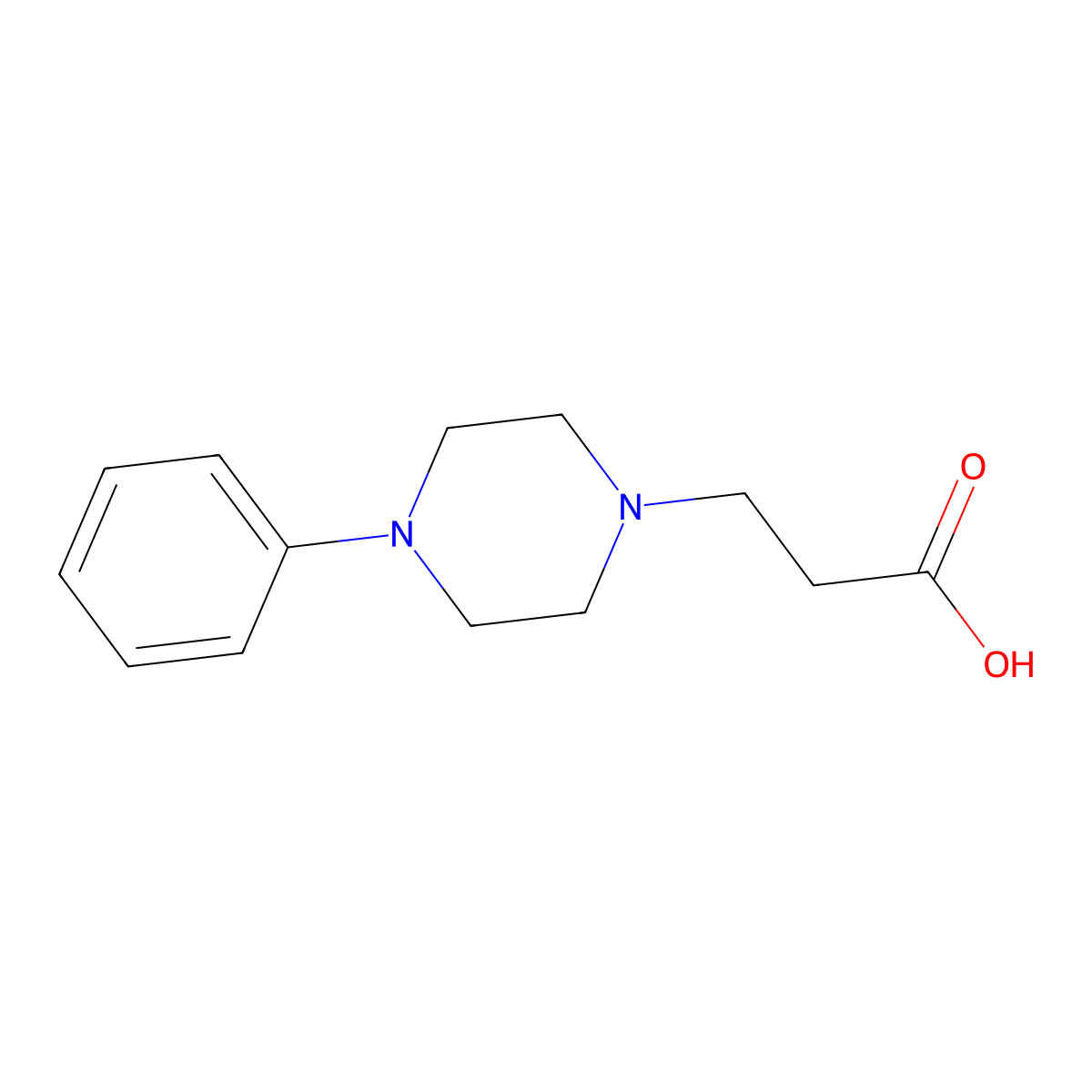 3-(4-Phenylpiperazin-1-yl)propanoic acid molecular structure, CAS 124078-87-1