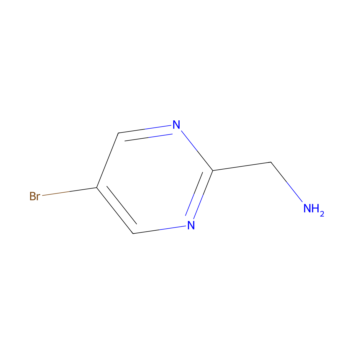 (5-Bromopyrimidin-2-yl)methanamine molecular structure, CAS 1240783-02-1