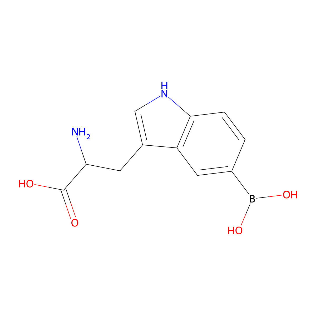 2-Amino-3-(5-borono-1H-indol-3-YL)propanoic acid molecular structure, CAS 1240784-16-0