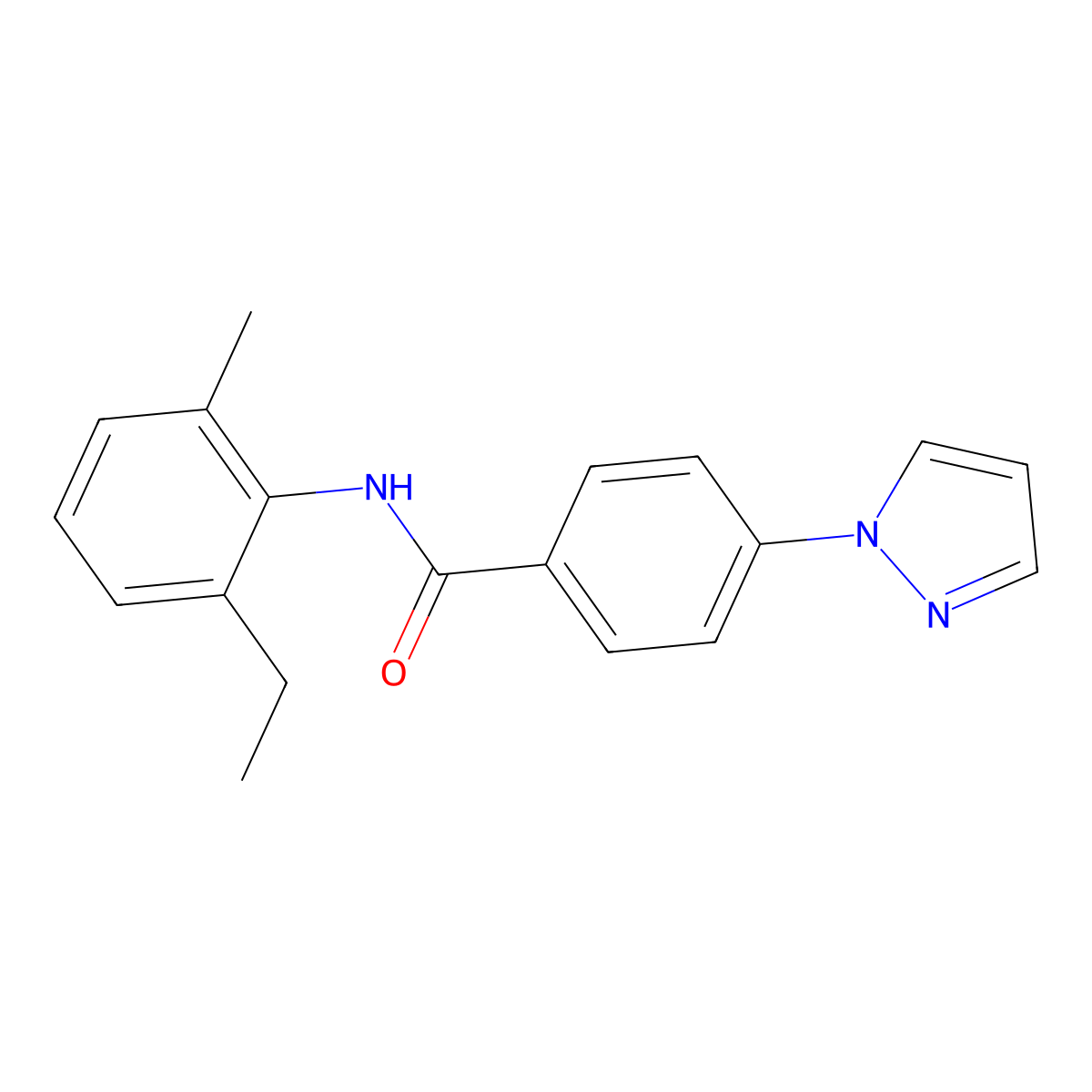 N-(2-ethyl-6-methylphenyl)-4-pyrazol-1-ylbenzamide molecular structure, CAS 1240809-50-0