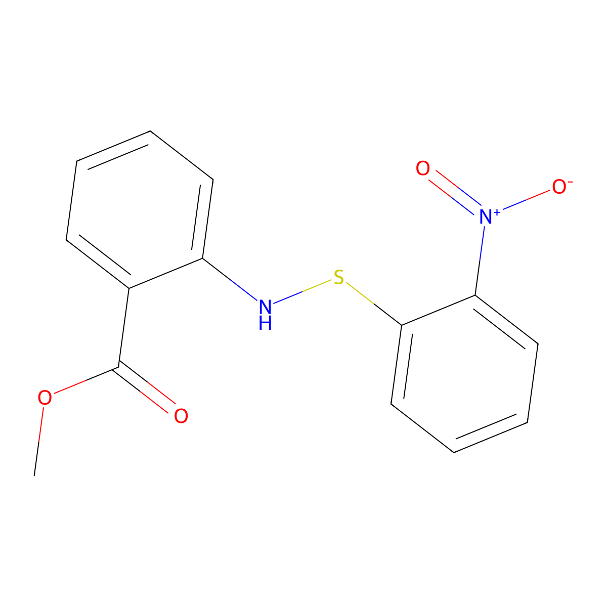 Methyl 2-[(2-nitrophenyl)sulfanylamino]benzoate molecular structure, CAS 124081-71-6