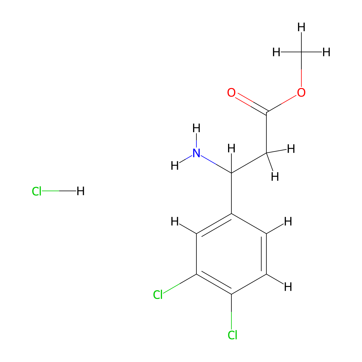 Methyl3-amino-3-(3,4-dichlorophenyl)propanoate hcl molecular structure, CAS 124082-20-8