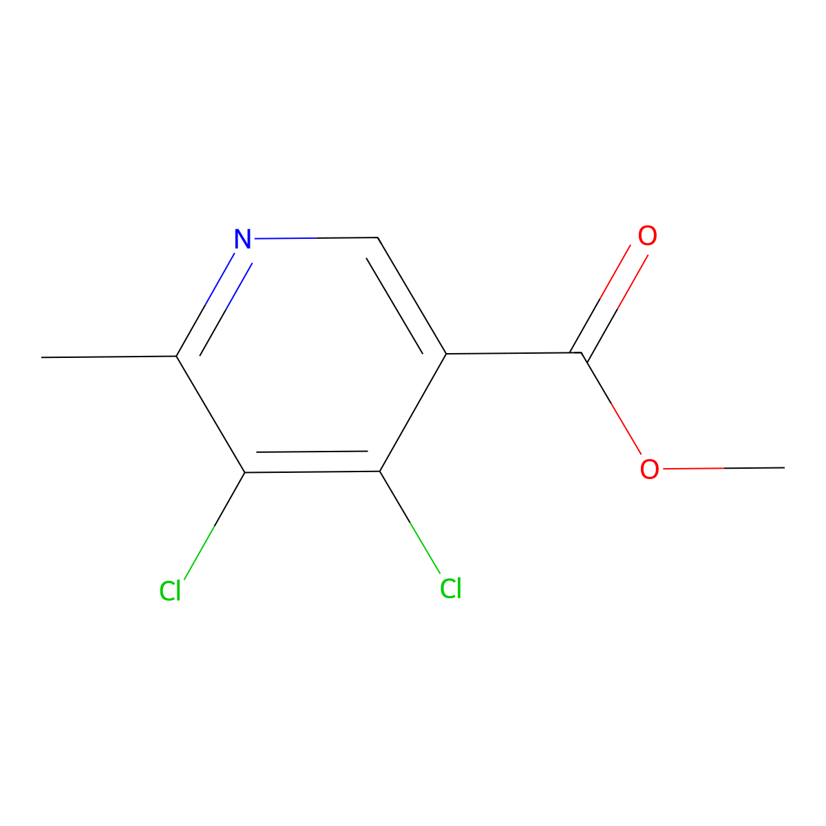 Methyl 4,5-dichloro-6-methyl-3-pyridinecarboxylate molecular structure, CAS 1240832-76-1