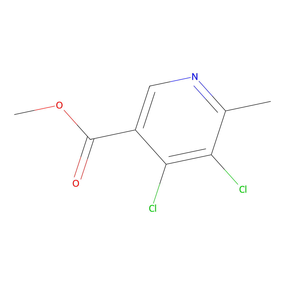 Methyl 4,5-dichloro-6-methyl-3-pyridinecarboxylate molecular structure, CAS 1240832-76-1