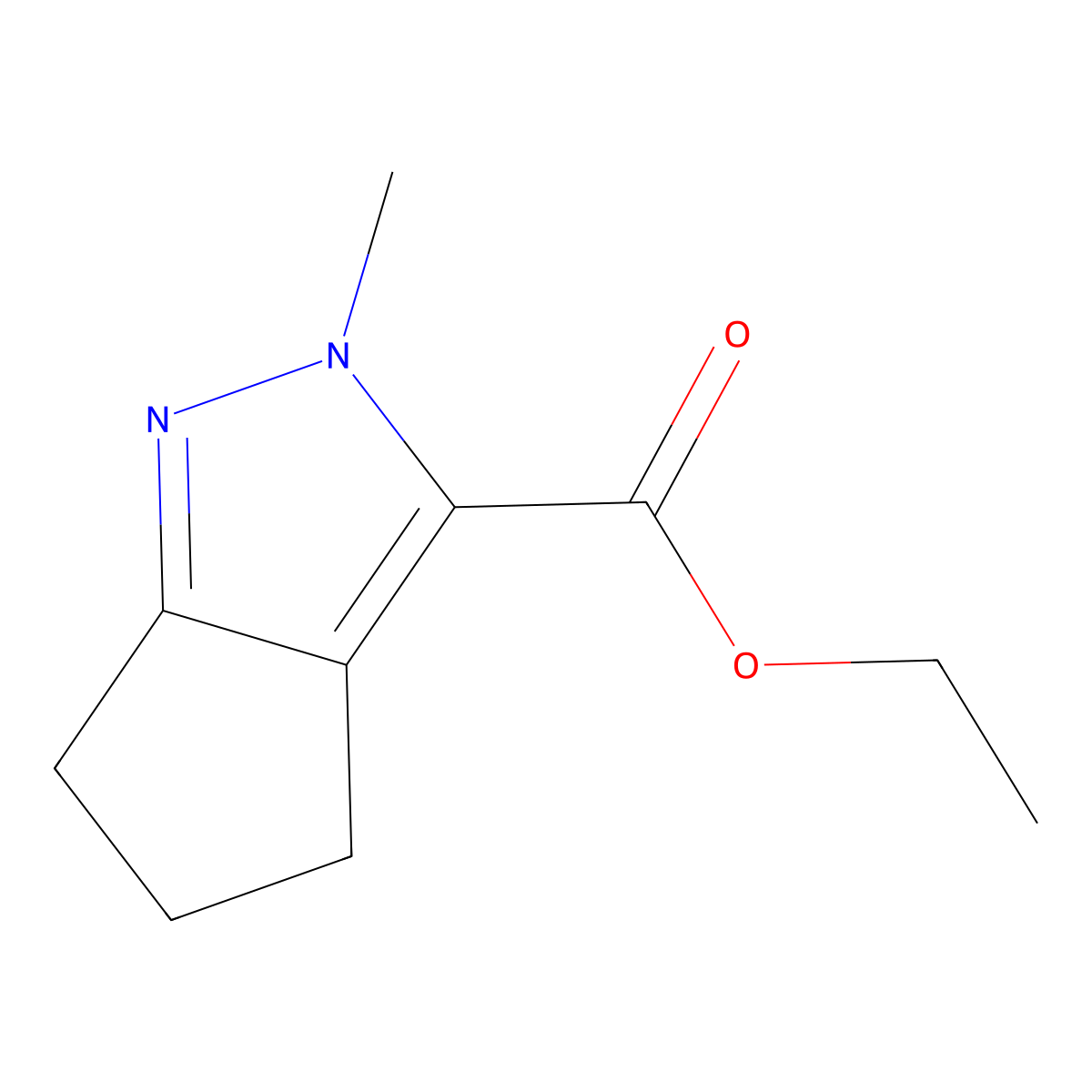 Ethyl 2,4,5,6-tetrahydro-2-methylcyclopenta[c]pyrazole-3-carboxylate molecular structure, CAS 124085-49-0