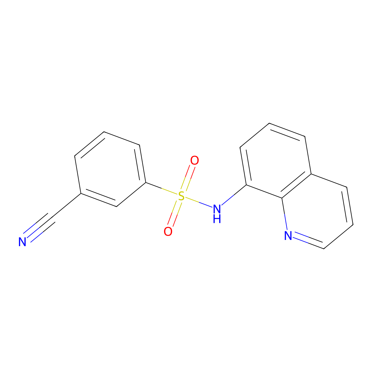 3-cyano-N-(quinolin-8-yl)benzene-1-sulfonamide molecular structure, CAS 1240859-06-6