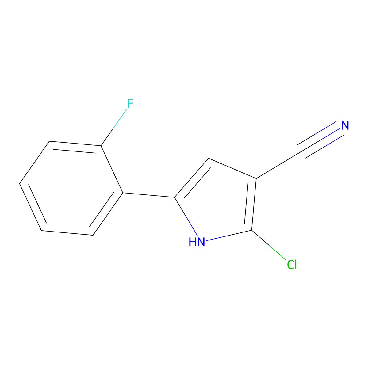 2-Chloro-5-(2-fluorophenyl)-1H-pyrrole-3-carbonitrile molecular structure, CAS 1240948-72-4