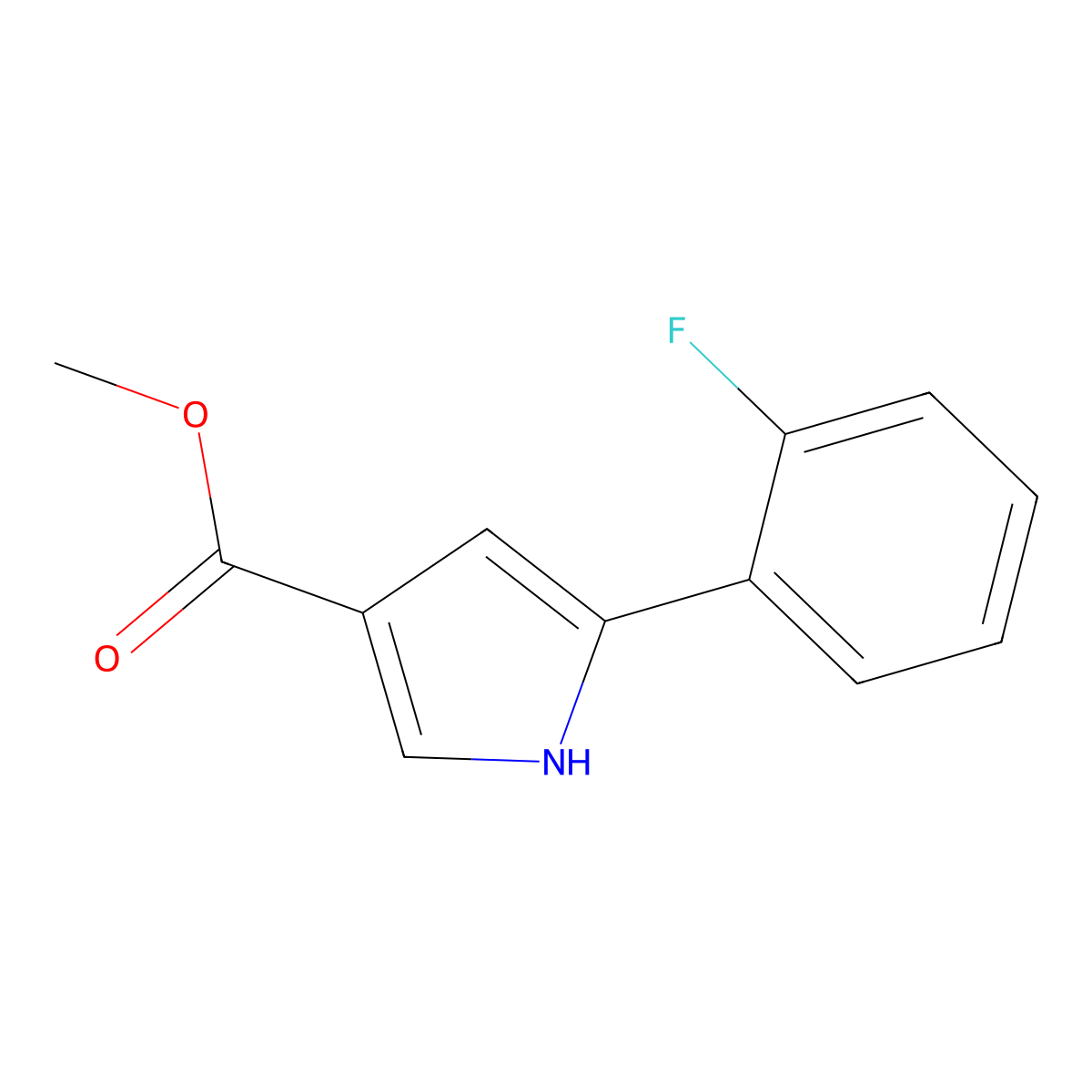 methyl 5-(2-fluorophenyl)-1H-pyrrole-3-carboxylate molecular structure, CAS 1240949-59-0