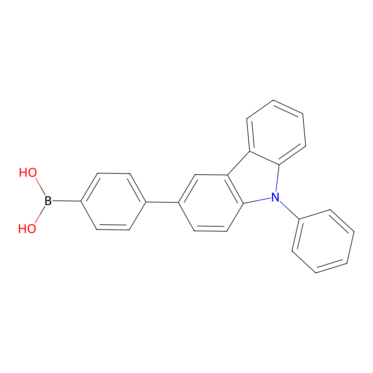 (4-(9-Phenyl-9H-carbazol-3-yl)phenyl)boronic acid molecular structure, CAS 1240963-55-6