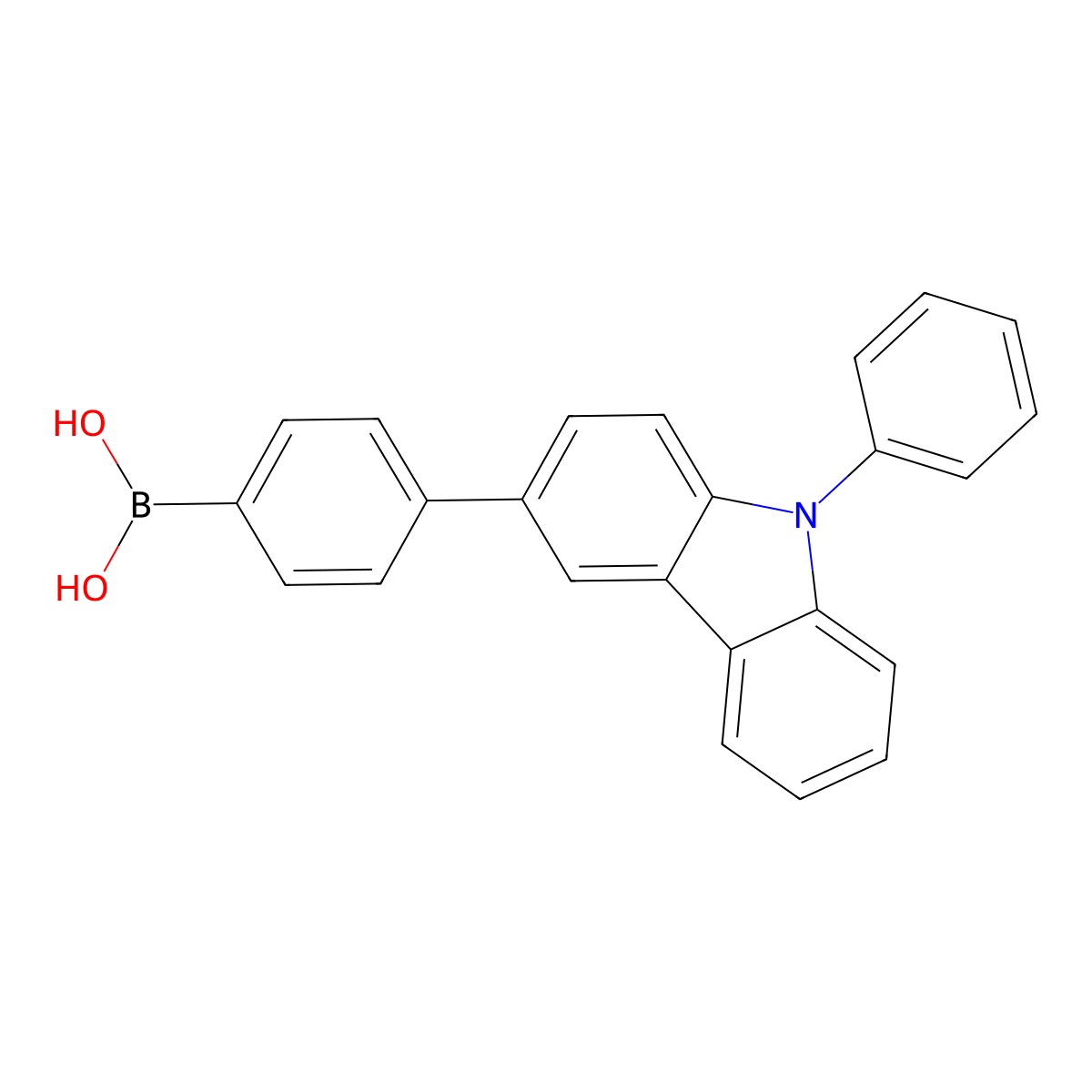(4-(9-Phenyl-9H-carbazol-3-yl)phenyl)boronic acid molecular structure, CAS 1240963-55-6