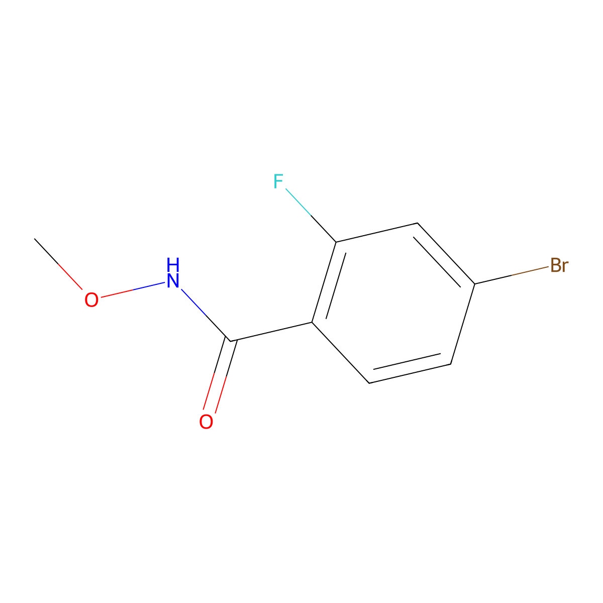 4-bromo-2-fluoro-N-methoxybenzamide molecular structure, CAS 1240984-21-7