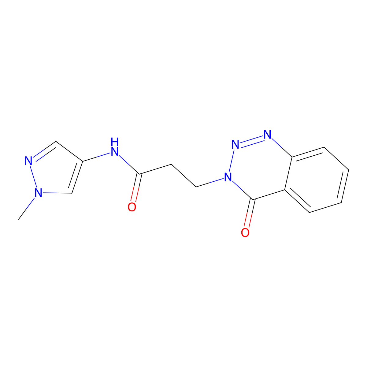 N-(1-methyl-1H-pyrazol-4-yl)-3-(4-oxo-1,2,3-benzotriazin-3(4H)-yl)propanamide molecular structure, CAS 1240995-33-8