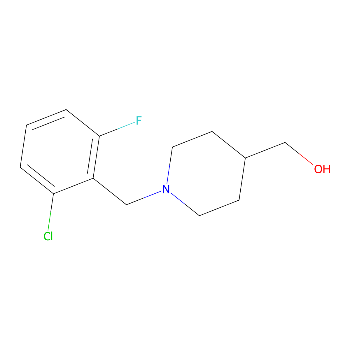 [1-(2-Chloro-6-fluoro-benzyl)-piperidin-4-yl]-methanol molecular structure, CAS 1241009-43-7
