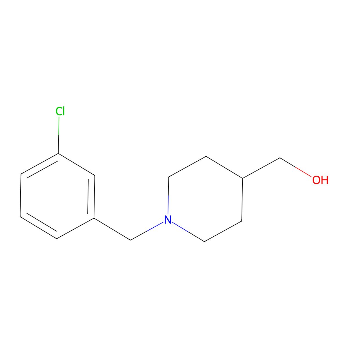 (1-(3-Chlorobenzyl)piperidin-4-yl)methanol molecular structure, CAS 1241009-48-2
