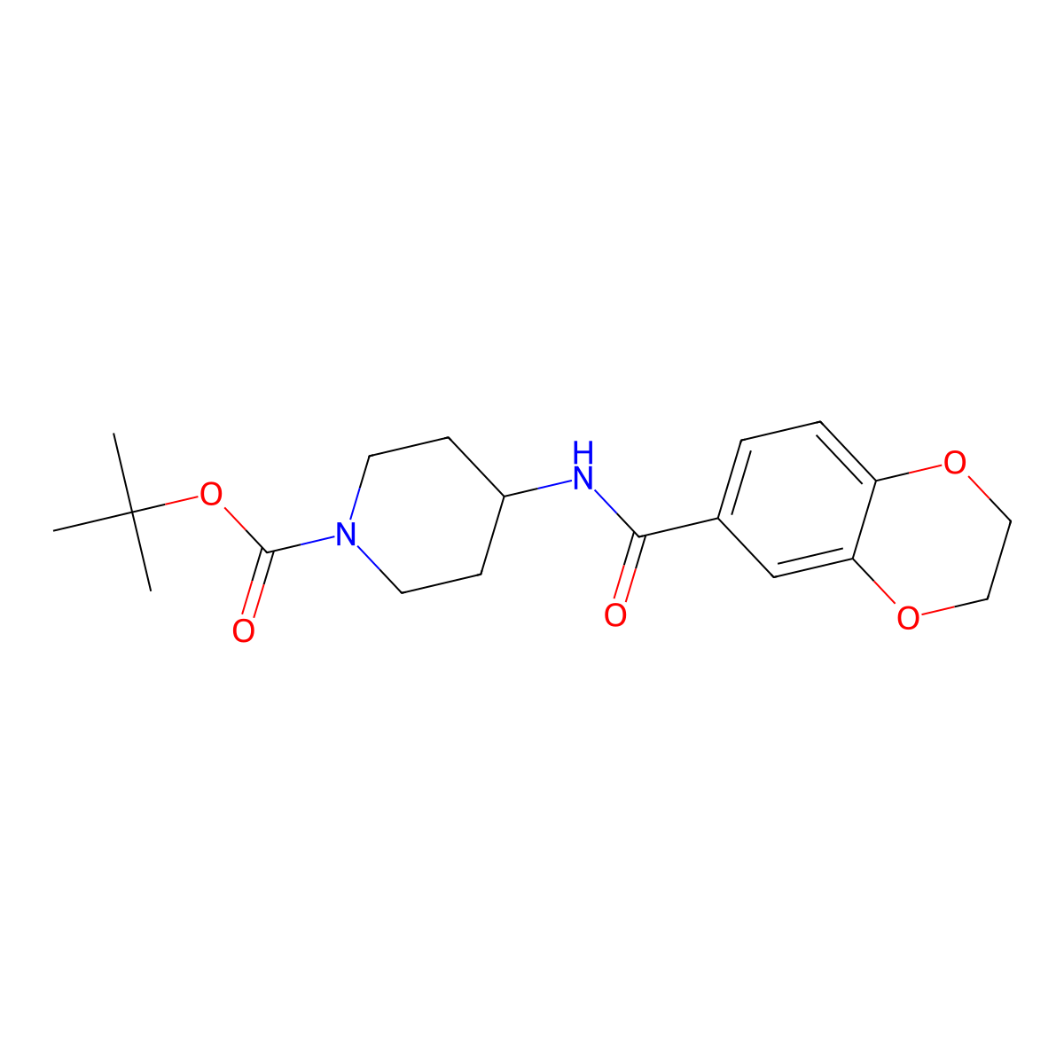 tert-Butyl 4-(2,3-dihydrobenzo[b][1,4]dioxine-6-carboxamido)piperidine-1-carboxylate molecular structure, CAS 1241010-79-6