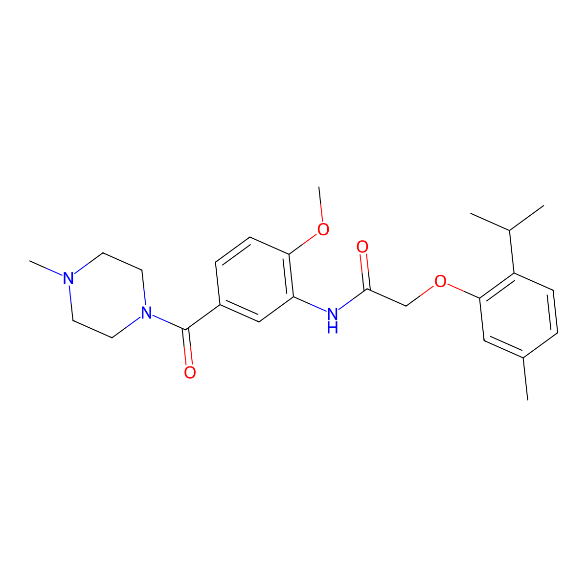 N-[2-methoxy-5-(4-methylpiperazine-1-carbonyl)phenyl]-2-[5-methyl-2-(propan-2-yl)phenoxy]acetamide molecular structure, CAS 1241022-75-2