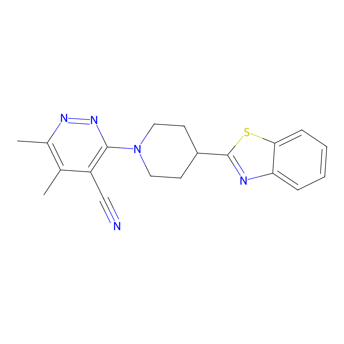 3-[4-(1,3-Benzothiazol-2-yl)piperidin-1-yl]-5,6-dimethylpyridazine-4-carbonitrile molecular structure, CAS 1241027-92-8