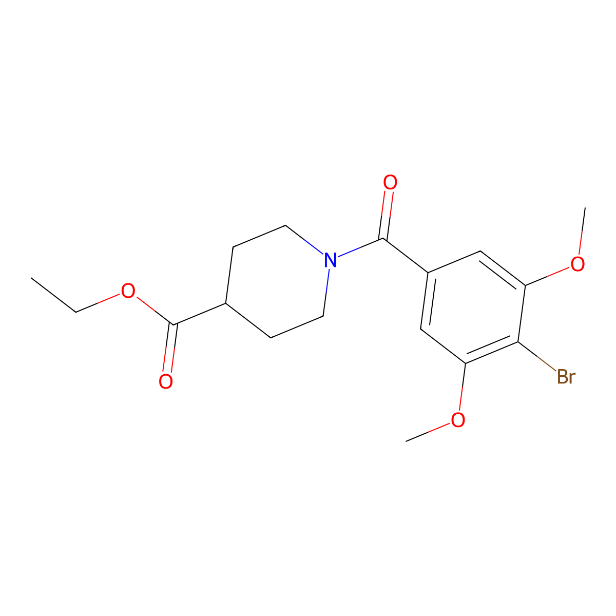 Ethyl 1-(4-bromo-3,5-dimethoxybenzoyl)piperidine-4-carboxylate molecular structure, CAS 1241033-76-0