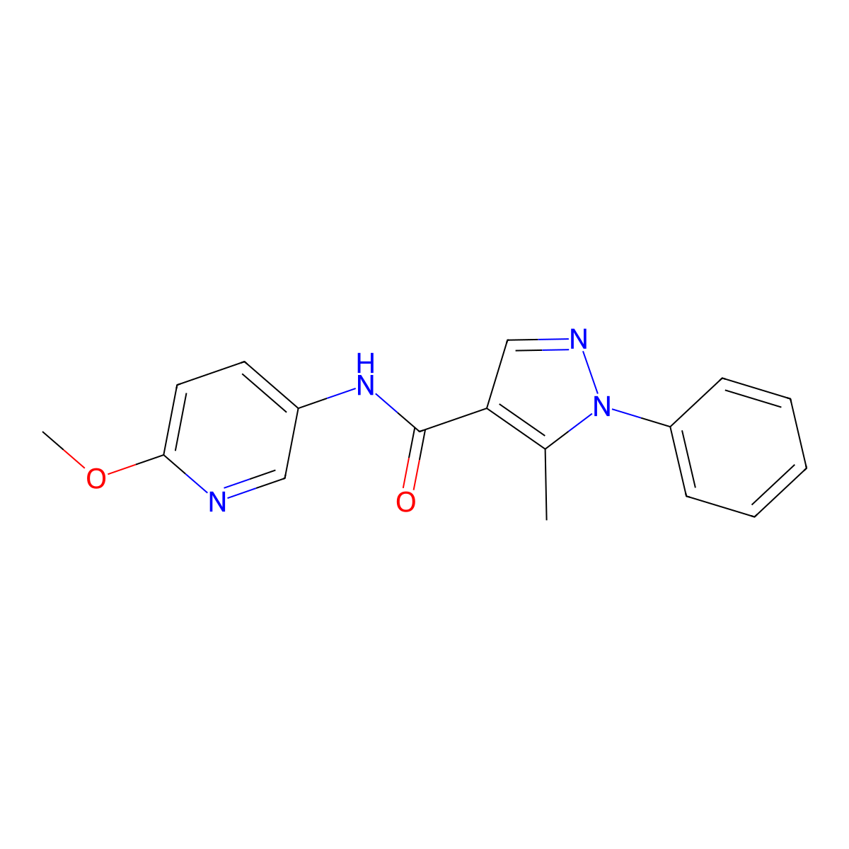 N-(6-methoxypyridin-3-yl)-5-methyl-1-phenyl-1H-pyrazole-4-carboxamide molecular structure, CAS 1241044-09-6
