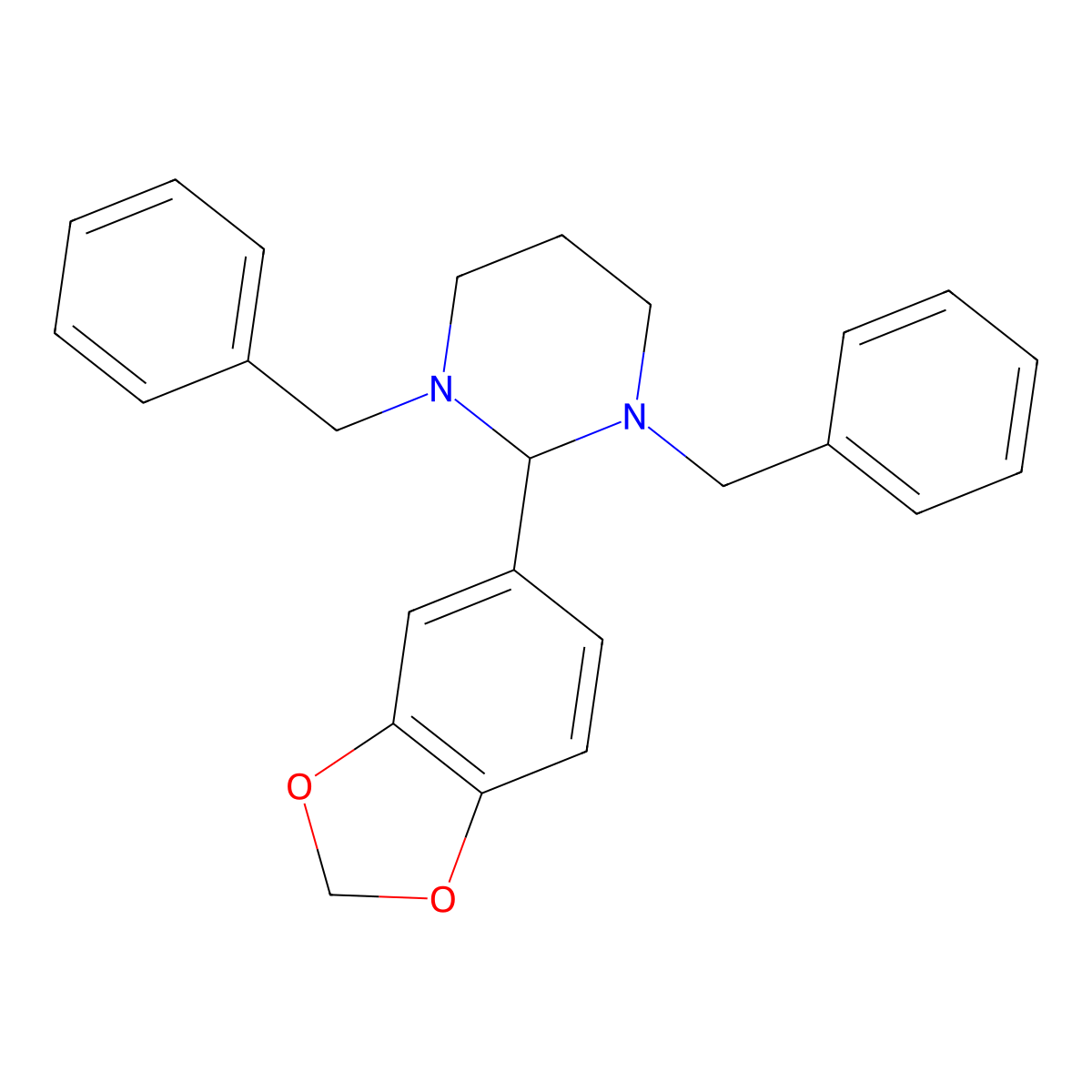 2-(1,3-Benzodioxol-5-yl)-1,3-dibenzylhexahydropyrimidine molecular structure, CAS 124105-89-1