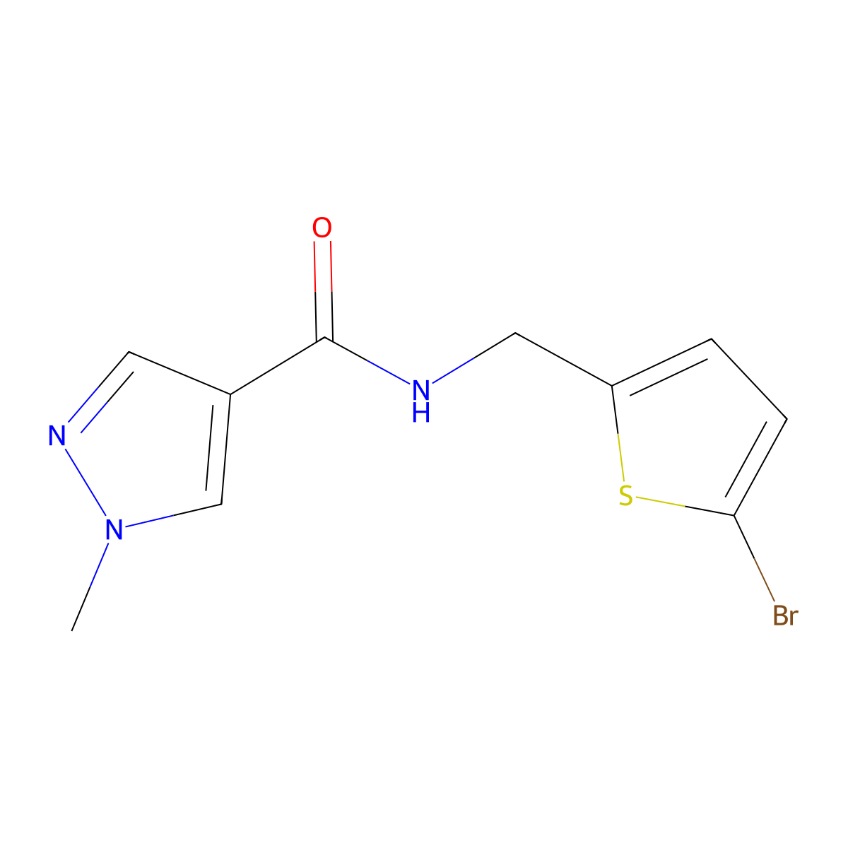 n-((5-Bromothiophen-2-yl)methyl)-1-methyl-1h-pyrazole-4-carboxamide molecular structure, CAS 1241053-17-7
