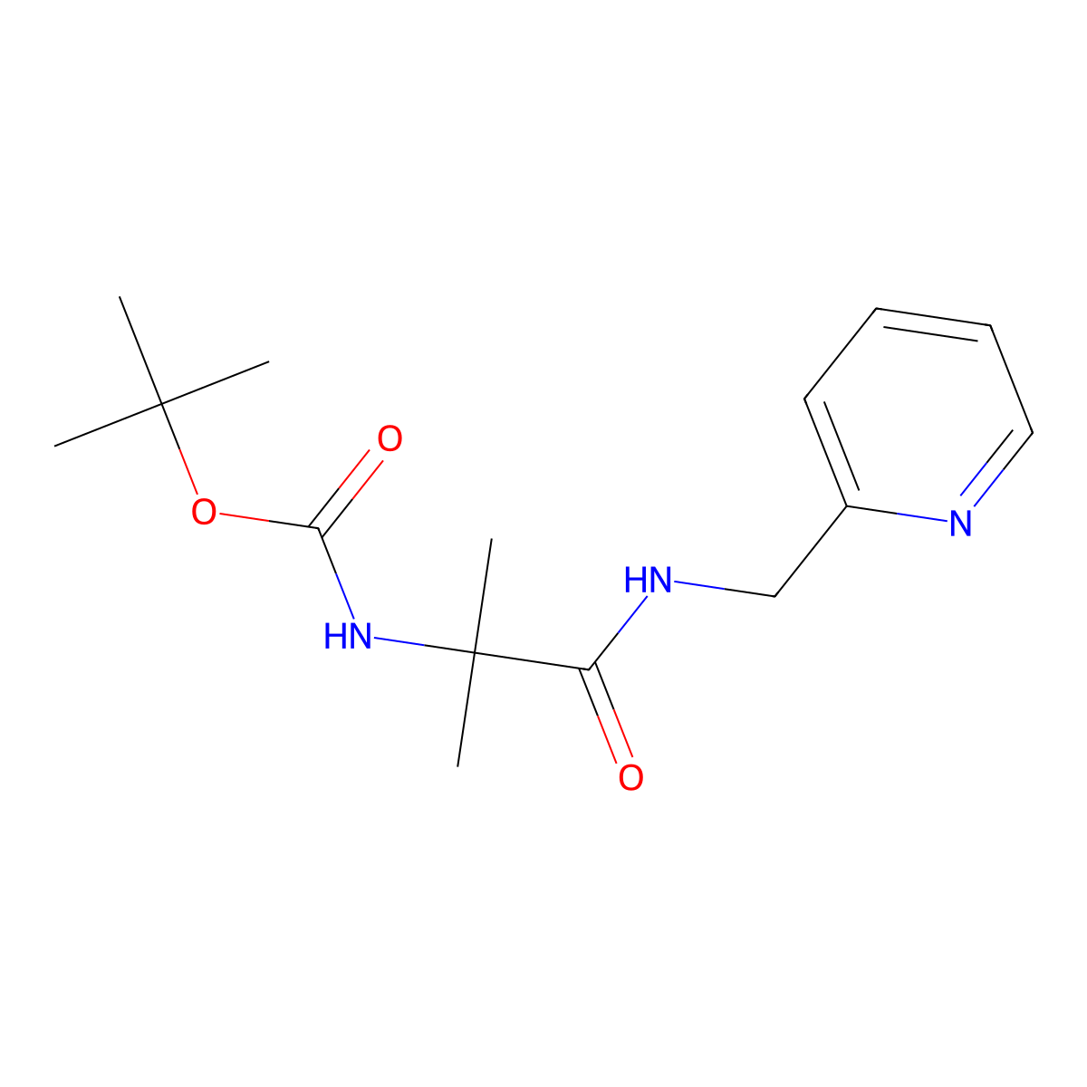 Tert-butyl (2-methyl-1-oxo-1-((pyridin-2-ylmethyl)amino)propan-2-yl)carbamate molecular structure, CAS 1241150-01-5