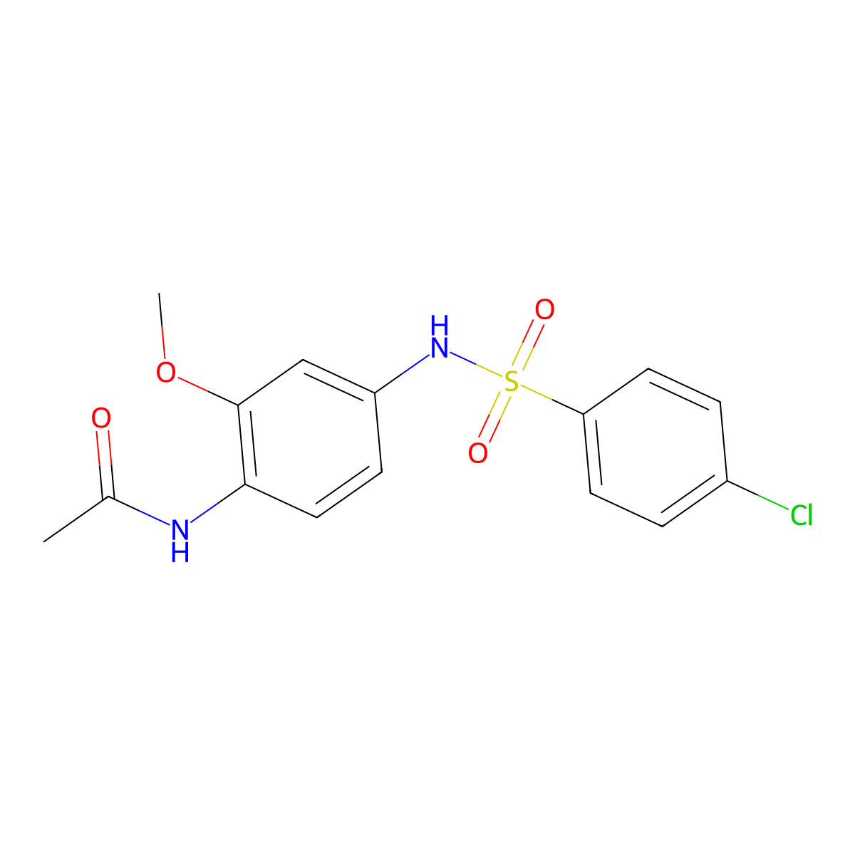 N-(4-{[(4-chlorophenyl)sulfonyl]amino}-2-methoxyphenyl)acetamide molecular structure, CAS 1241161-09-0
