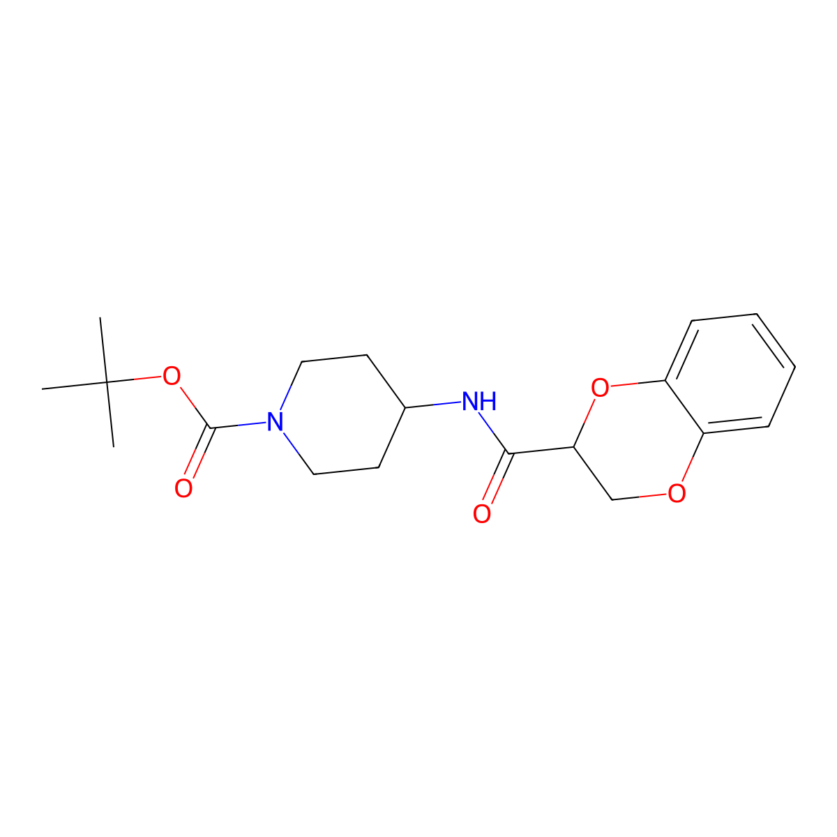 tert-Butyl 4-(2,3-dihydrobenzo[b][1,4]dioxine-2-carboxamido)piperidine-1-carboxylate molecular structure, CAS 1241231-81-1