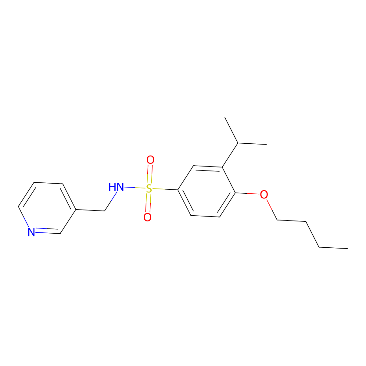 4-butoxy-3-(propan-2-yl)-N-[(pyridin-3-yl)methyl]benzene-1-sulfonamide molecular structure, CAS 1241325-56-3
