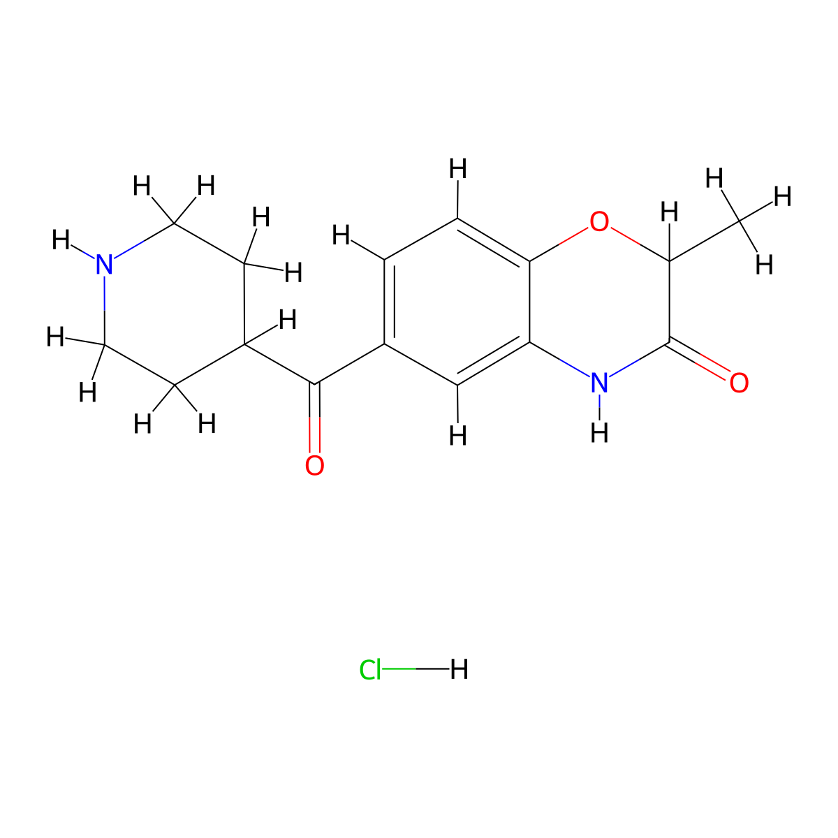 2-methyl-6-(piperidine-4-carbonyl)-3,4-dihydro-2H-1,4-benzoxazin-3-one hydrochloride molecular structure, CAS 1241340-57-7