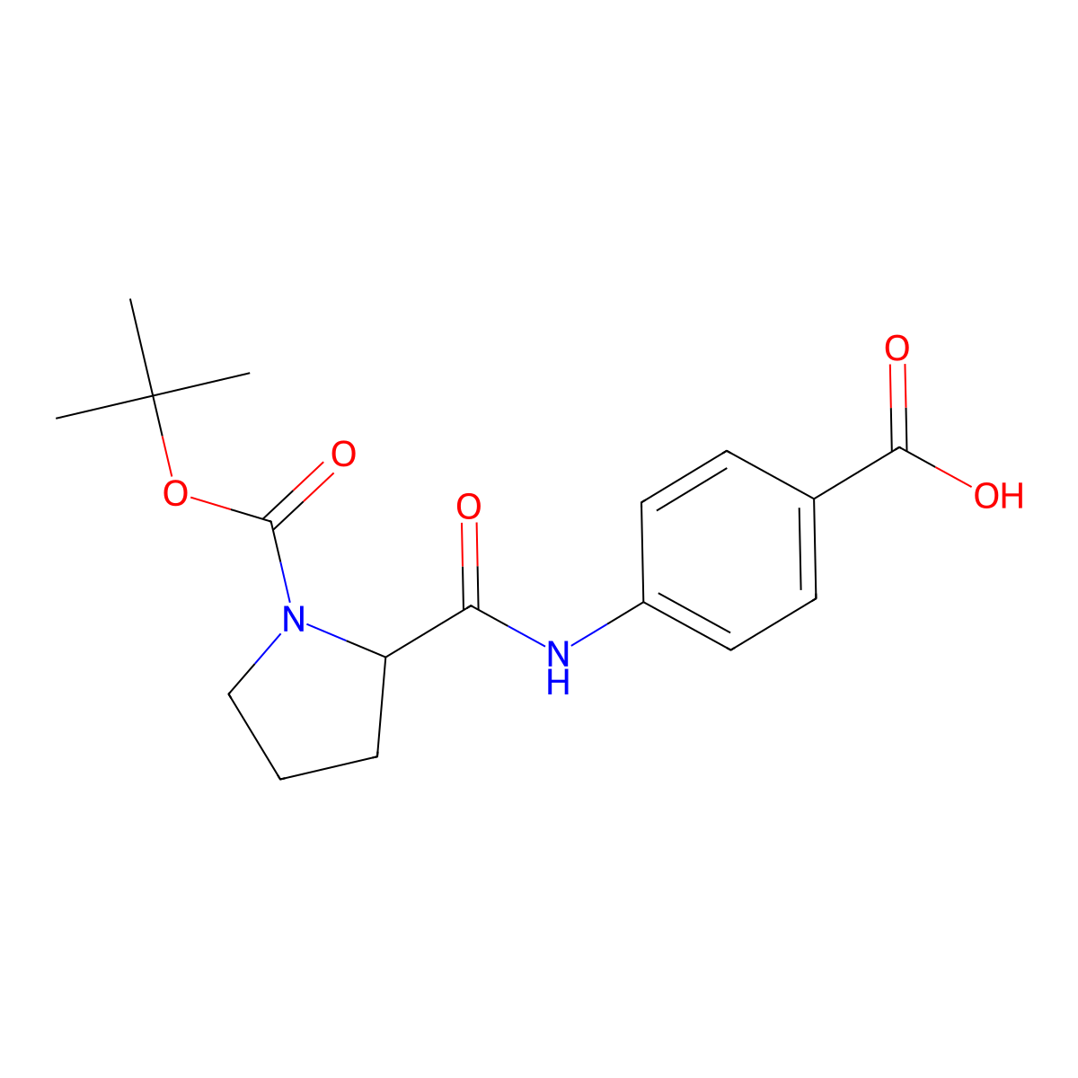 1-(1,1-Dimethylethyl) (2S)-2-[[(4-carboxyphenyl)amino]carbonyl]-1-pyrrolidinecarboxylate molecular structure, CAS 1241379-64-5