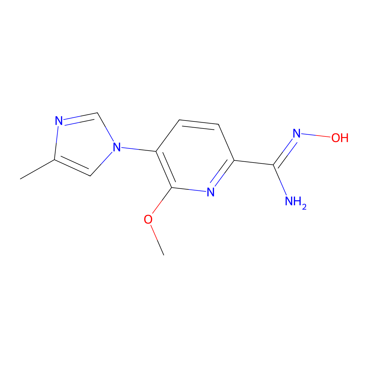 (Z)-N'-Hydroxy-6-methoxy-5-(4-methyl-1H-imidazol-1-yl)picolinimidamide molecular structure, CAS 1241428-48-7